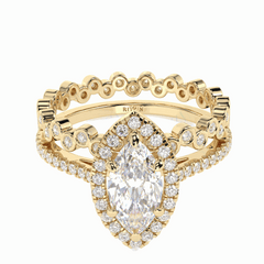 1,50 TCW Marquise Cut Ring Set 18K Lab Grown Diamant Ring für Frauen