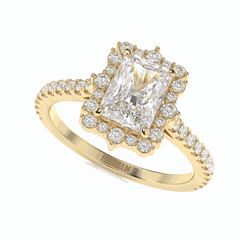 1.20 CTW Radiant Cut Halo 18K Lab Grown Diamond Ring for Women