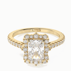 1.20 CTW Radiant Cut Halo 18K Lab Grown Diamond Ring for Women