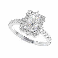 1.20 CTW Radiant Cut Halo 18K Lab Grown Diamond Ring for Women