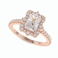 1.20 CTW Radiant Cut Halo 18K Lab Grown Diamond Ring for Women