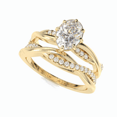 1,20 TCW Ovalschliff Brautset 18K Lab Grown Diamantring für Damen