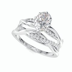 1.20 TCW Oval Cut Bridal Set 18K Lab Grown Diamond Ring for Women