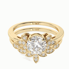 1,20 TCW runder Brillantschliff-Brautset 18K Lab-grown Diamantring für Damen