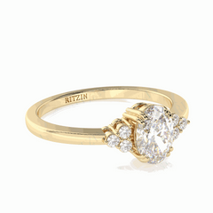 1.00 TCW Oval Cut Solitaire With Accents 18K Lab Grown Diamond Ring for Women