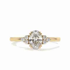 1.00 TCW Oval Cut Solitaire With Accents 18K Lab Grown Diamond Ring for Women