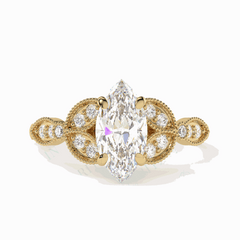 1.20 TCW Marquise Cut Solitaire With Accents 18K Lab Grown Diamond Ring for Women