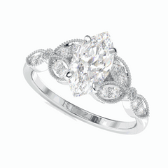 1.20 TCW Marquise Cut Solitaire With Accents 18K Lab Grown Diamond Ring for Women