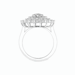 1.80 TCW Round Brilliant Cut Cluster 18K Lab Grown Diamond Ring for Women