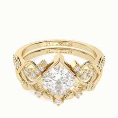 1,50 TCW Princess Cut Brautset 18K Lab Grown Diamantring für Damen