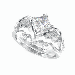 1,50 TCW Princess Cut Brautset 18K Lab Grown Diamantring für Damen