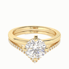 2,10 TCW runder Brillantschliff-Brautset 18K Lab Grown Diamond Ring für Damen