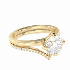 2,10 TCW runder Brillantschliff-Brautset 18K Lab Grown Diamond Ring für Damen