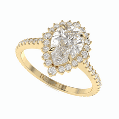 2.20 TCW Pear Cut Halo 18K Lab Grown Diamond Ring for Women