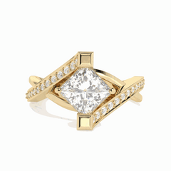 1.50 TCW Princess Cut Twisted 18K Lab Grown Diamond Ring for Women