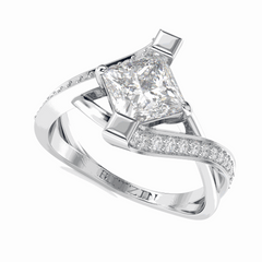 1.50 TCW Princess Cut Twisted 18K Lab Grown Diamond Ring for Women