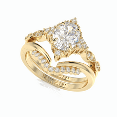 0,70 TCW Ovalschliff 18K Lab Grown Diamant Brautset Ring für Damen