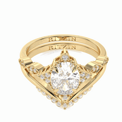 0,70 TCW Ovalschliff 18K Lab Grown Diamant Brautset Ring für Damen