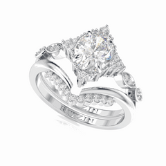 0.70 TCW Oval Cut Bridal Set 18K Lab Grown Diamond Ring for Women