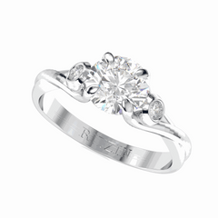 1.00 TCW Round Brilliant Cut Twisted 18K Lab Grown Diamond Ring for Women