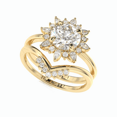 2,40 TCW runder Brillantschliff-Brautset 18K Lab Grown Diamond Ring für Damen