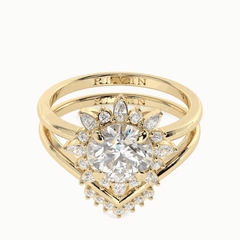 2,40 TCW runder Brillantschliff-Brautset 18K Lab Grown Diamond Ring für Damen