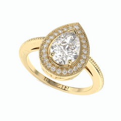 2.00 TCW Pear Cut Halo 18K Lab Grown Diamond Ring for Women