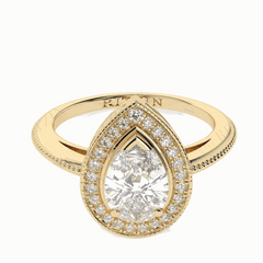 2.00 TCW Pear Cut Halo 18K Lab Grown Diamond Ring for Women