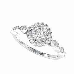 1.00 TCW Cushion Cut Halo 18K Lab Grown Diamond Ring for Women