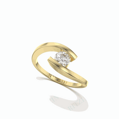 Round Brilliant Cut Twisted 18K Lab Grown Diamond Ring for Women