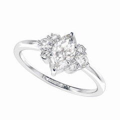 0.70 TCW Marquise Cut Solitaire 18K Lab Grown Diamond Ring for Women