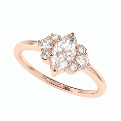 0.70 TCW Marquise Cut Solitaire 18K Lab Grown Diamond Ring for Women