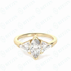 1.00 TCW Marquise Cut 3 Stone 18K Lab Grown Diamond Ring for Women