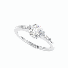 1.00 TCW Round Cut Solitaire 18K Lab Grown Diamond Ring for Women