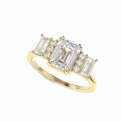 3.00 TCW Emerald Cut Cluster 18K Lab Grown Diamond Ring for Women