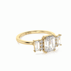 3.00 TCW Emerald Cut Cluster 18K Lab Grown Diamond Ring for Women