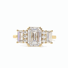 3.00 TCW Emerald Cut Cluster 18K Lab Grown Diamond Ring for Women