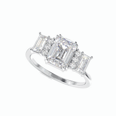 3.00 TCW Emerald Cut Cluster 18K Lab Grown Diamond Ring for Women