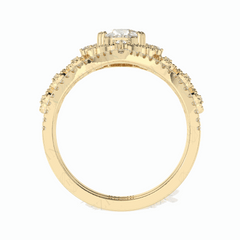 0,80 TCW Birnenschliff Brautset 18K Lab Grown Diamantring für Damen