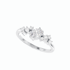 0.50 TCW Oval Cut Cluster 18K Lab Grown Diamond Ring for Women