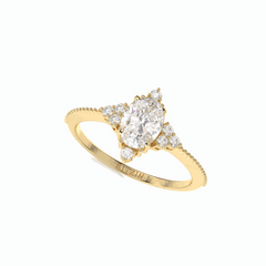 1,00 TCW Ovalschliff Halo 18K Lab Grown Diamantring für Damen