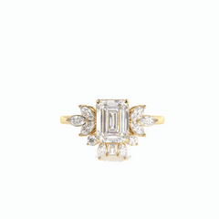 2.30 TCW Emerald Cut Cluster 18K Lab Grown Diamond Ring for Women