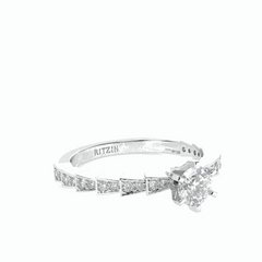 0.70 TCW Round Brilliant Cut Solitaire With Accents 18K Lab Grown Diamond Ring for Women