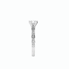 0.70 TCW Round Brilliant Cut Solitaire With Accents 18K Lab Grown Diamond Ring for Women