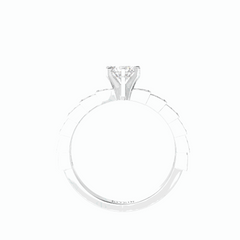 0.70 TCW Round Brilliant Cut Solitaire With Accents 18K Lab Grown Diamond Ring for Women