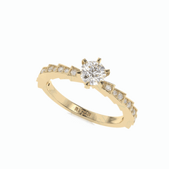 0.70 TCW Round Brilliant Cut Solitaire With Accents 18K Lab Grown Diamond Ring for Women