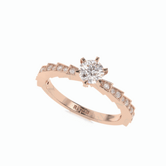 0.70 TCW Round Brilliant Cut Solitaire With Accents 18K Lab Grown Diamond Ring for Women