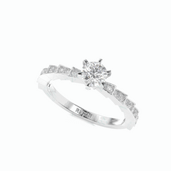 0.70 TCW Round Brilliant Cut Solitaire With Accents 18K Lab Grown Diamond Ring for Women