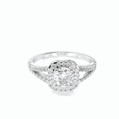 1.00 CT Round Brilliant Cut Halo 18K Lab Grown Diamond Ring for Women