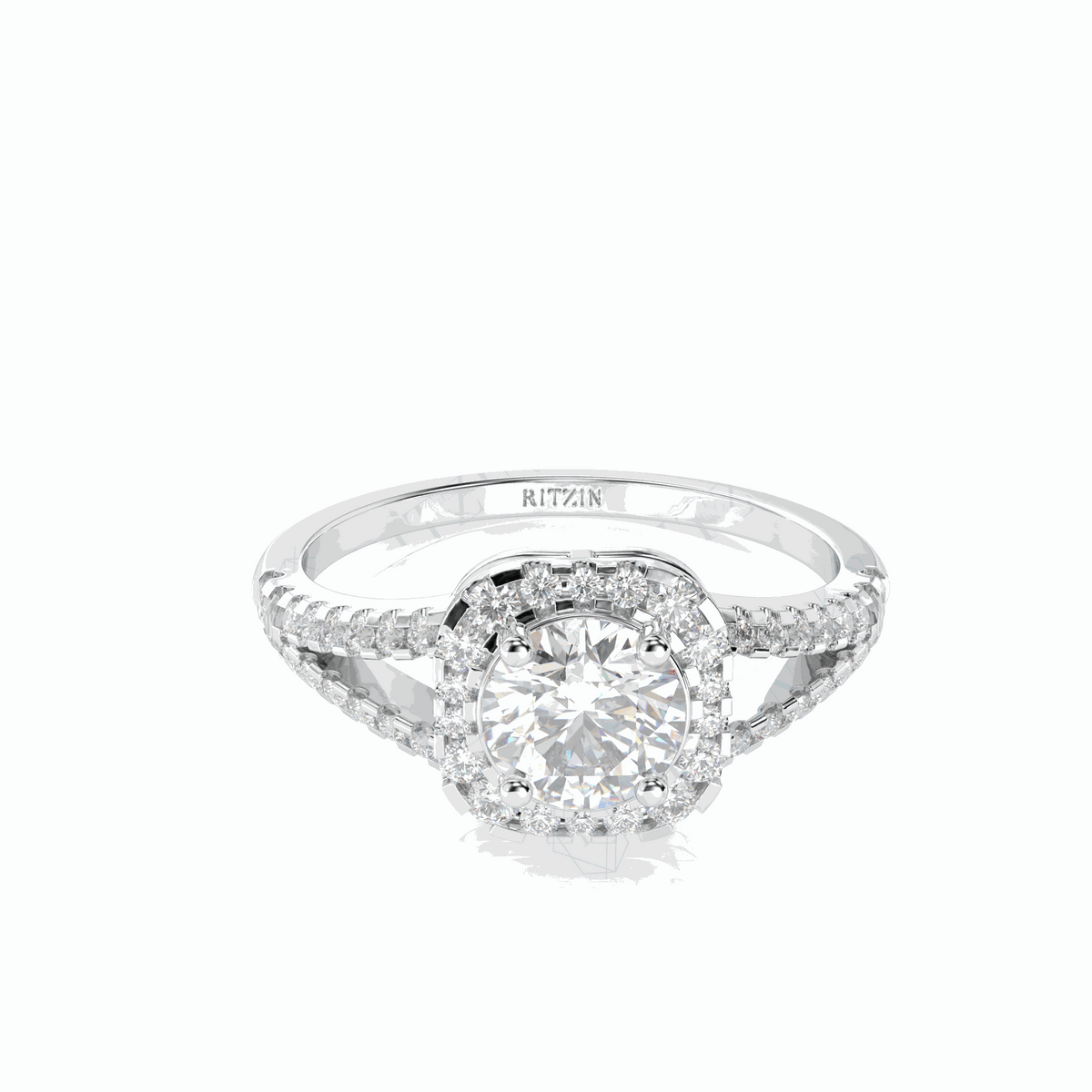 Anillo de diamantes cultivados en laboratorio de 18 quilates con halo de talla brillante redonda de 1,00 quilates para mujer